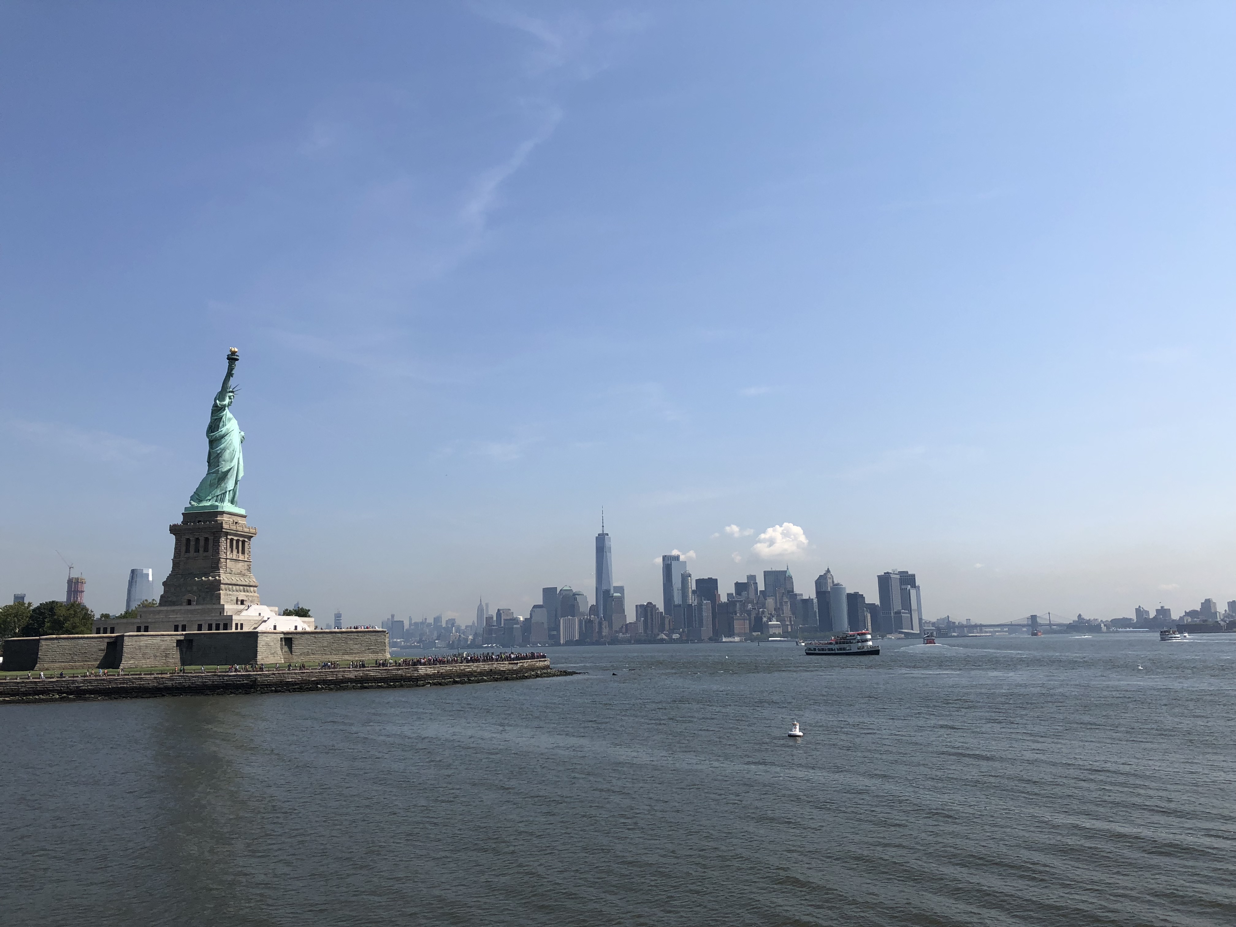 Statue of Liberty with the Manhattan skyline in the background