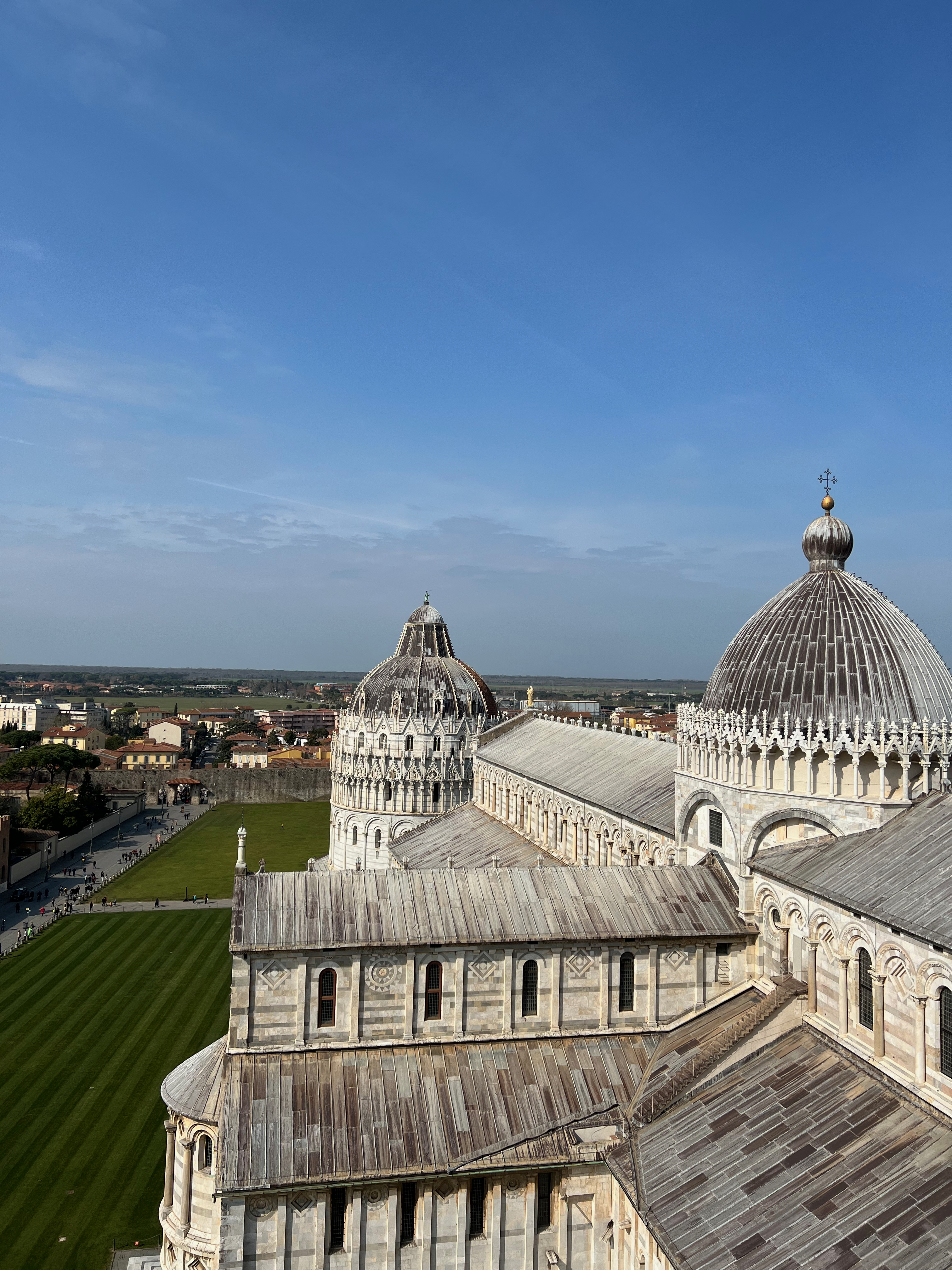 View from the Leaning Tower of Pisa to the Cattedrale di Pisa