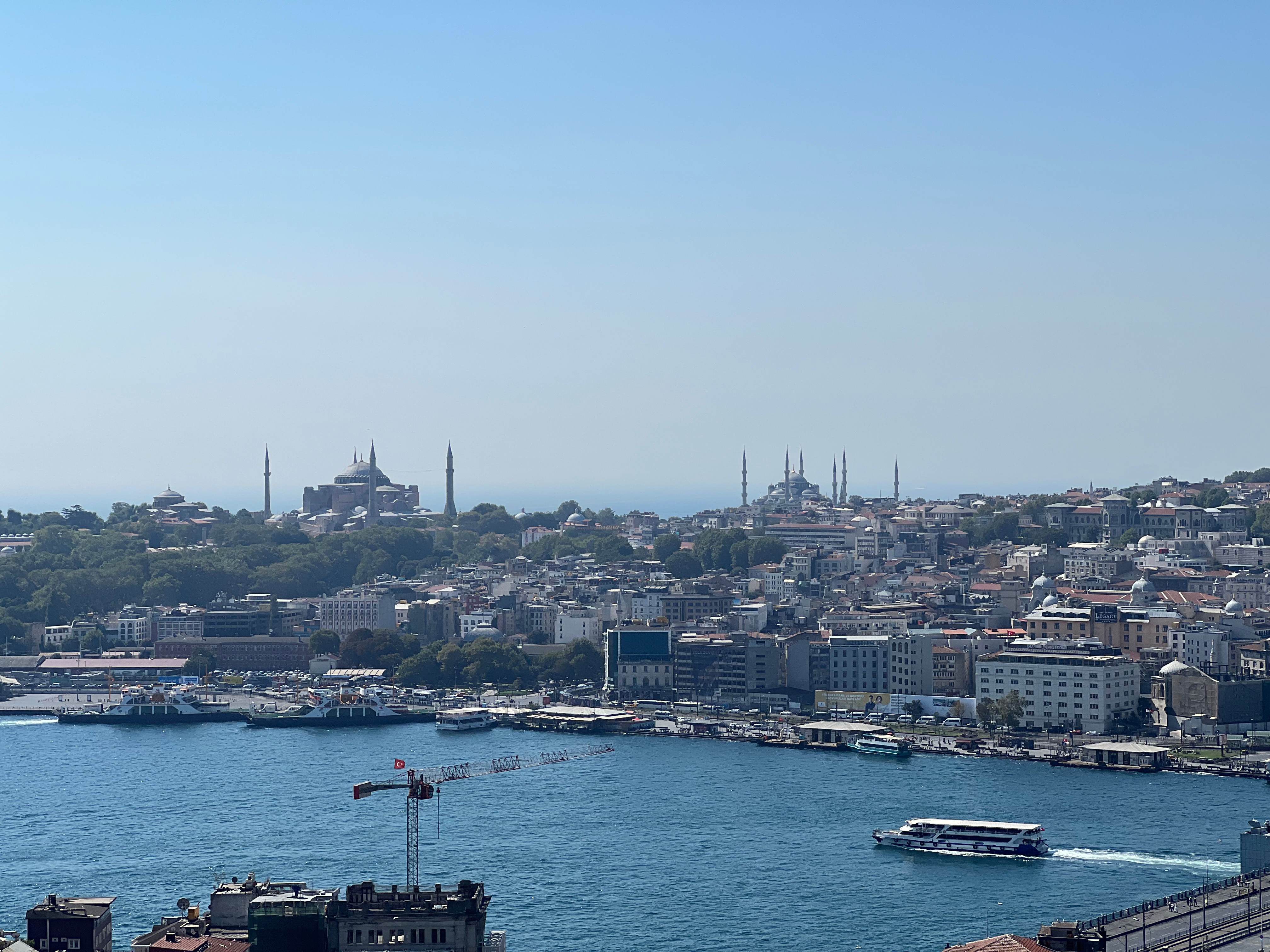 View of the Blue Mosque and Hagia Sophia from the Galata Tower